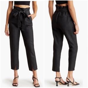 •AG ADRIANO GOLDSCHMIED• Gerren Paperbag Belted Pant in Coated Black Size Medium